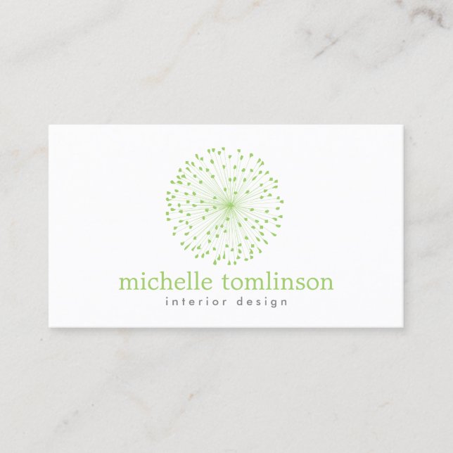 DANDELION STARBURST LOGO in FRESH GREEN Business Card (Front)