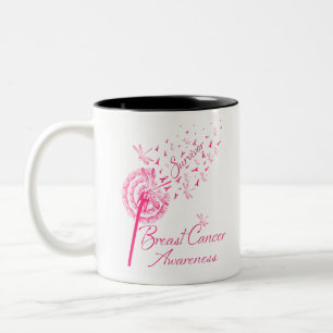 Dandelion Survivor Breast Cancer Awareness Two-Tone Coffee Mug