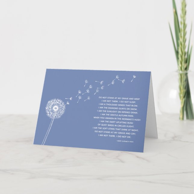 Dandelion Sympathy Card for Loss, Blue (Front)
