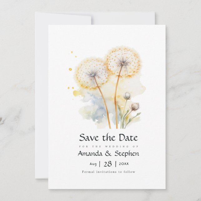 Dandelion Wedding Save The Date (Front)