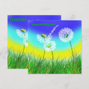 Dandelion Weed Clock, Mums Birthday, Flat Card