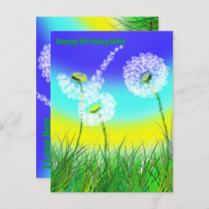 Dandelion Weed Clock, Mums Birthday, Postcard