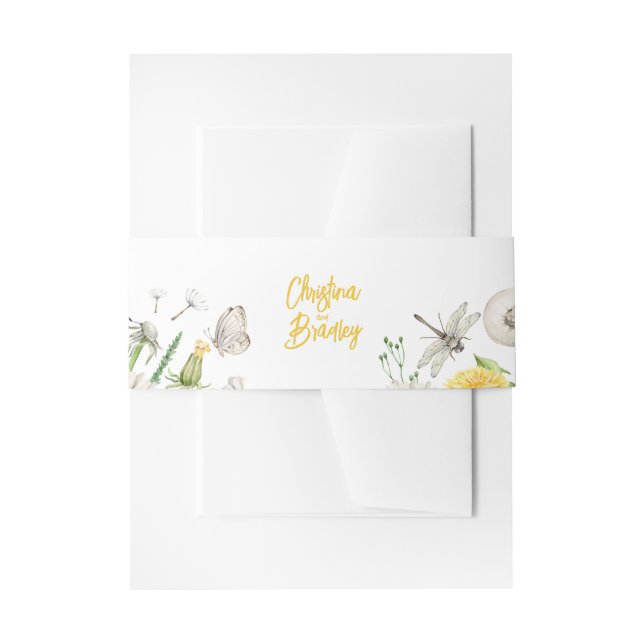 Dandelion Wildflower Garden Wedding Invitation Belly Band (Front Example)