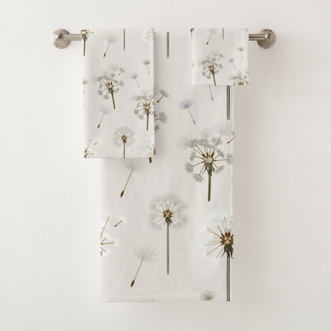 Dandelion Wildflower Pattern Bath Towel Set (Insitu)