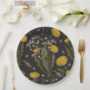 Dandelion Wildflower Pattern Paper Plate