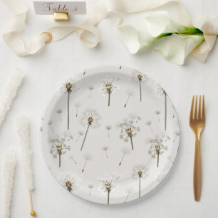 Dandelion Wildflower Pattern Paper Plate