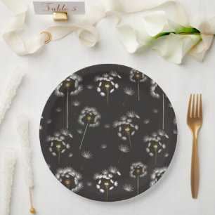 Dandelion Wildflower Pattern Paper Plate