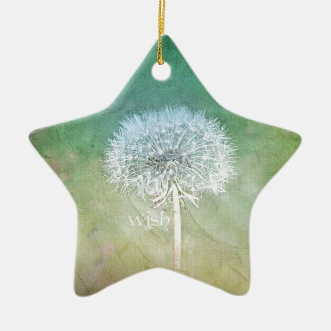 Dandelion Wish Dreamy Design Ceramic Ornament (Front)