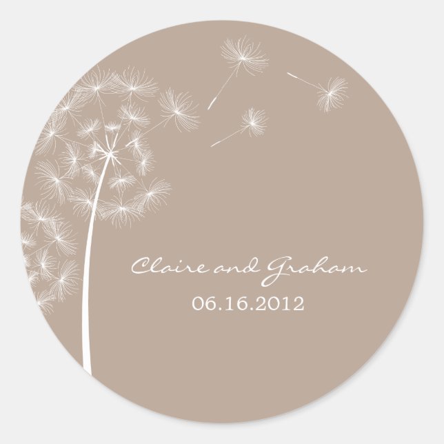 Dandelion Wish Favour Sticker or Envelope Seal (Front)
