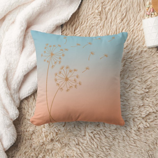 Dandelion Wish Ombre Twilight Throw Pillow (Blanket)