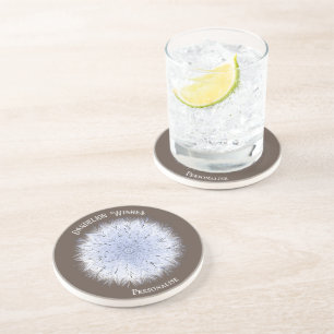 Dandelion Wishes Blue White Flower Coaster