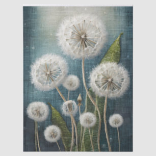 Dandelion Wishes– Botanical Teal Wildflower Garden Tissue Paper