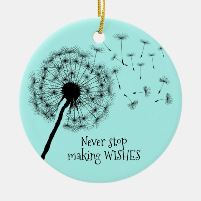 Dandelion Wishes Design Ceramic Ornament (Front)