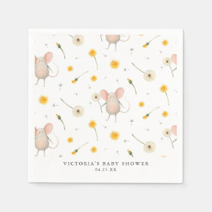 Dandelion Wishes   Spring Watercolor Baby Shower Napkin