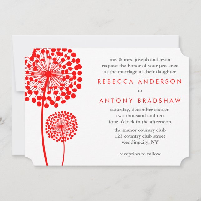 Dandelion Wishes Wedding Invitation (Front)