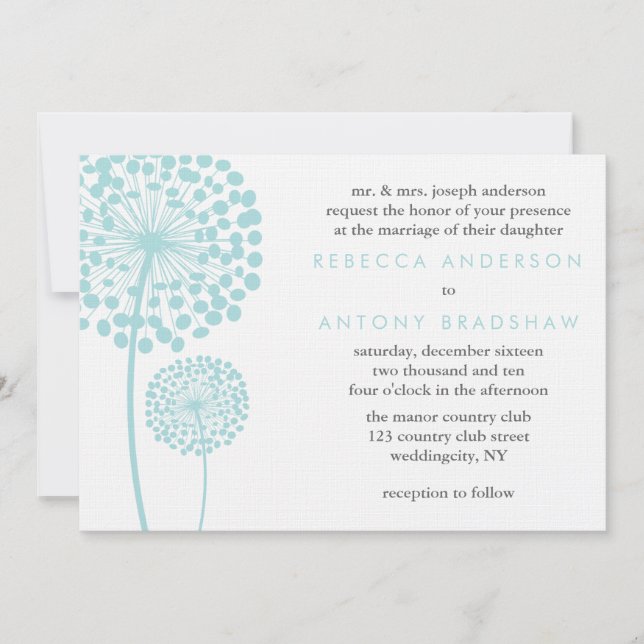 Dandelion Wishes Wedding Invitation (Front)