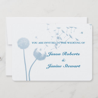 Dandelion Wishes Wedding on Soft Teal Invitation