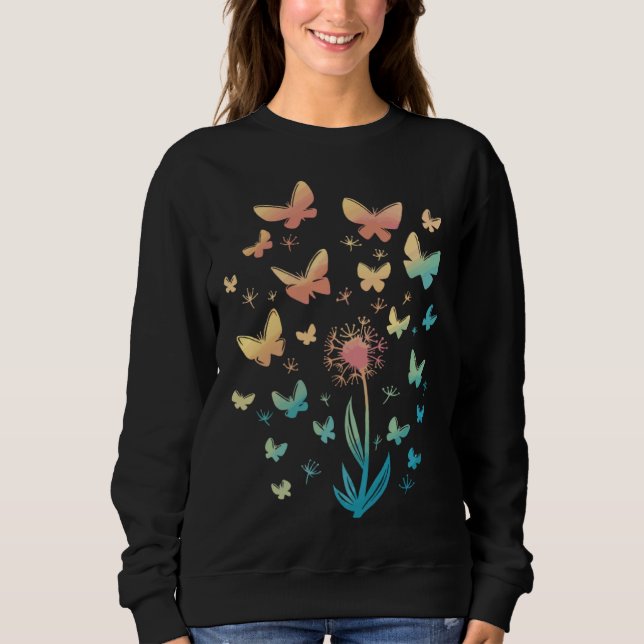 Dandelion with butterflies, dandelion, butterfly sweatshirt (Front)
