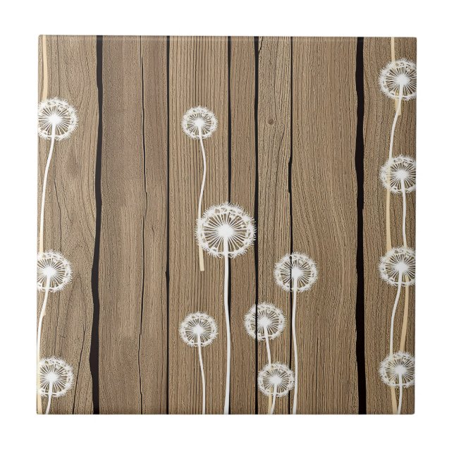 Dandelion Wood Rustic Pattern Ceramic Tile (Front)