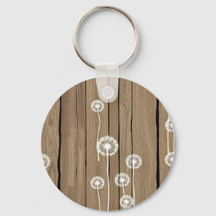 Dandelion Wood Rustic Pattern Key Ring