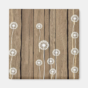 Dandelion Wood Rustic Pattern Magnet
