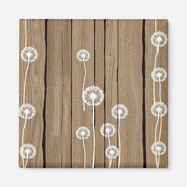 Dandelion Wood Rustic Pattern Magnet (Front)