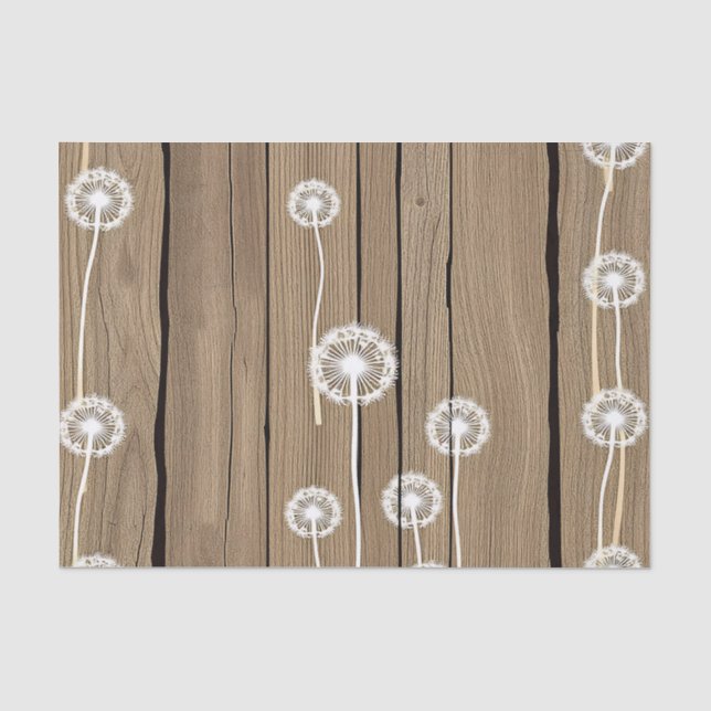 Dandelion Wood Rustic Pattern Tissue Paper (Front)