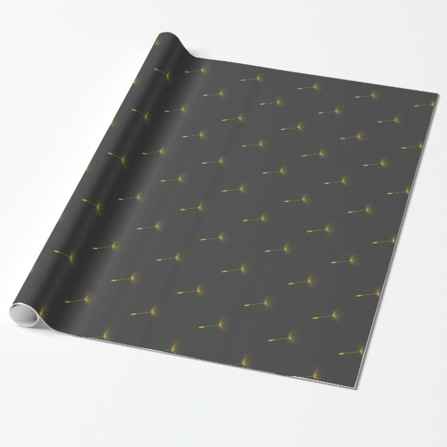 Dandelion Wrapping Paper yellow/grey (Unrolled)