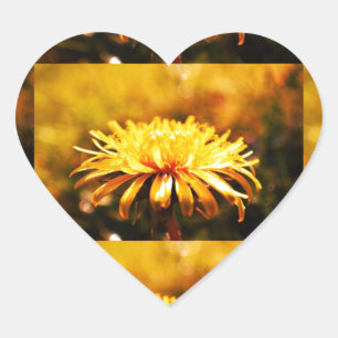 Dandelion Yellow Blossoms Flowers Vines Spring Heart Sticker