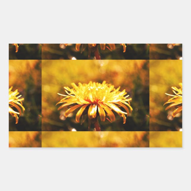 Dandelion Yellow Blossoms Flowers Vines Spring Rectangular Sticker (Front)