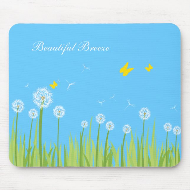 dandelions, Beautiful Breeze Mouse Pad (Front)