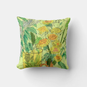 Dandelions Bird Cherry Summer Flowers Floral Art Cushion