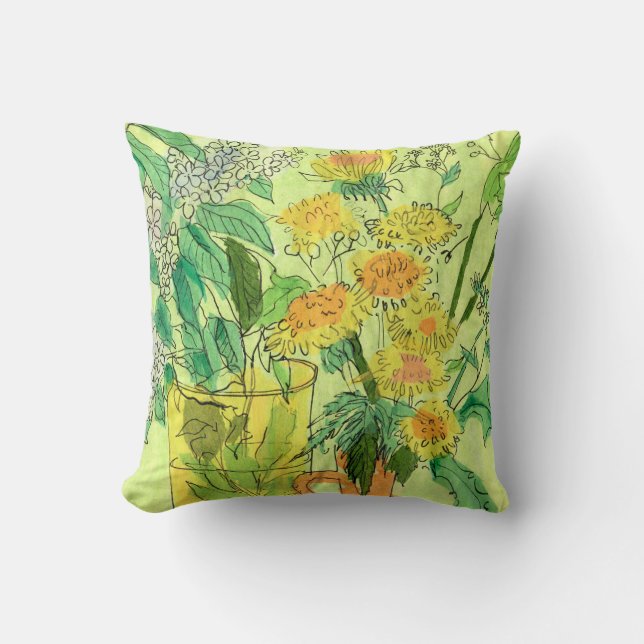 Dandelions Bird Cherry Summer Flowers Floral Art  Cushion (Front)