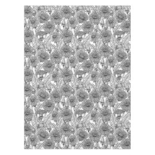 Dandelions, black and white tablecloth