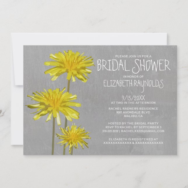 Dandelions Bridal Shower Invitations (Front)