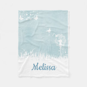 Dandelions, Butterflies & Blue Skies Fleece Blanket