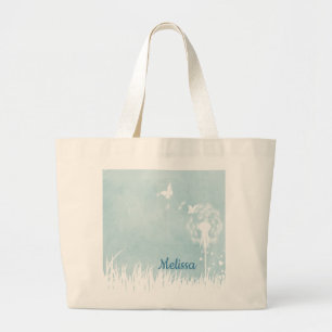 Dandelions, Butterflies & Blue Skies Large Tote Bag