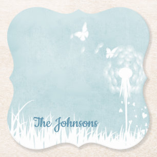 Dandelions, Butterflies & Blue Skies Paper Coaster