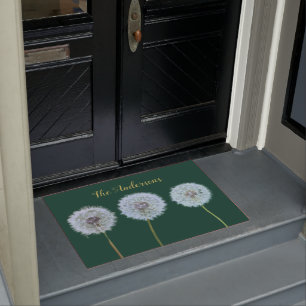 Dandelions Dandelion Clocks Green Personalised Doormat