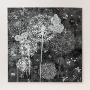 Dandelions Field - Black White Art Collection Jigsaw Puzzle