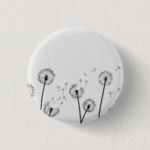 Dandelions Flowers Pappus Spores Grey 3 Cm Round Badge