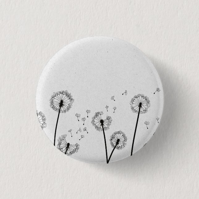 Dandelions Flowers Pappus Spores Grey 3 Cm Round Badge (Front)
