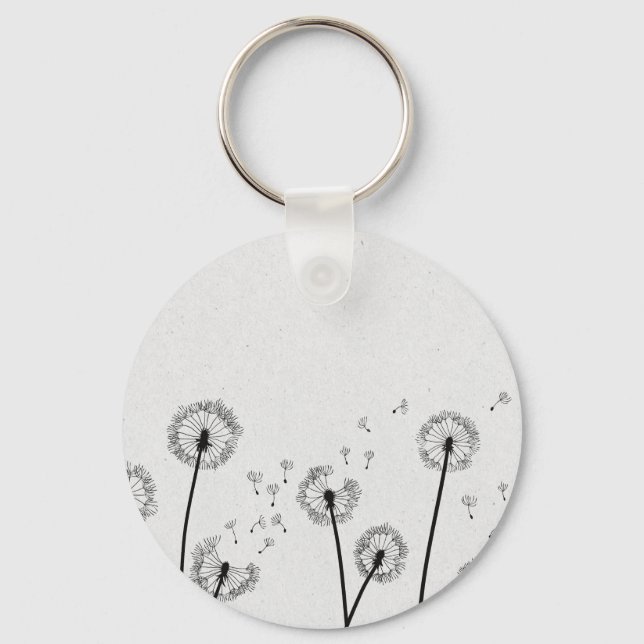 Dandelions Flowers Pappus Spores Grey Key Ring (Front)