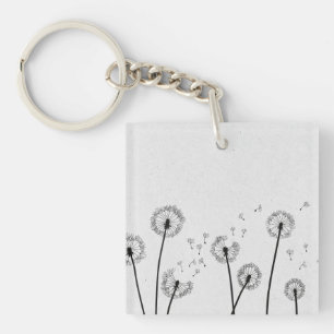 Dandelions Flowers Pappus Spores Grey Key Ring