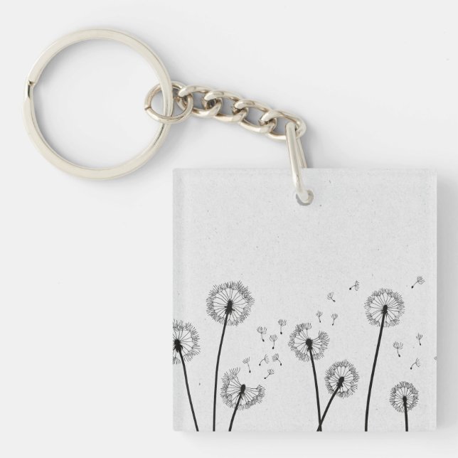 Dandelions Flowers Pappus Spores Grey Key Ring (Front)