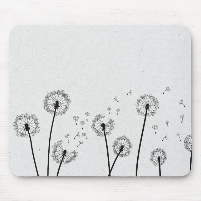 Dandelions Flowers Pappus Spores Grey Mouse Pad (Front)