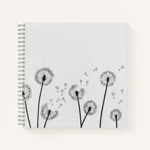 Dandelions Flowers Pappus Spores Grey Notebook