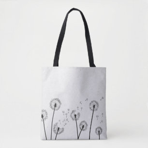 Dandelions Flowers Pappus Spores Grey Tote Bag