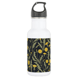 Dandelions, green, yellow and black 532 ml water bottle