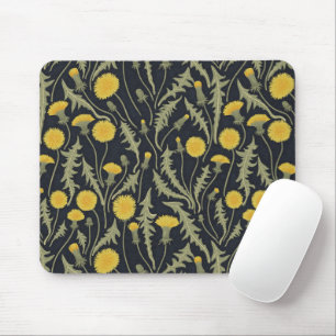 Dandelions, green, yellow and black mouse pad